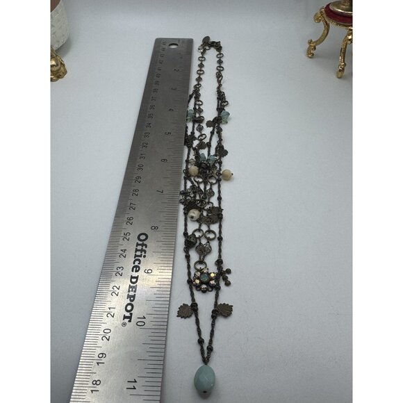 Liz Palacios Layered Necklace Crystal Beads Multi Strand Boho Vintage Jewelry - Picture 4 of 8